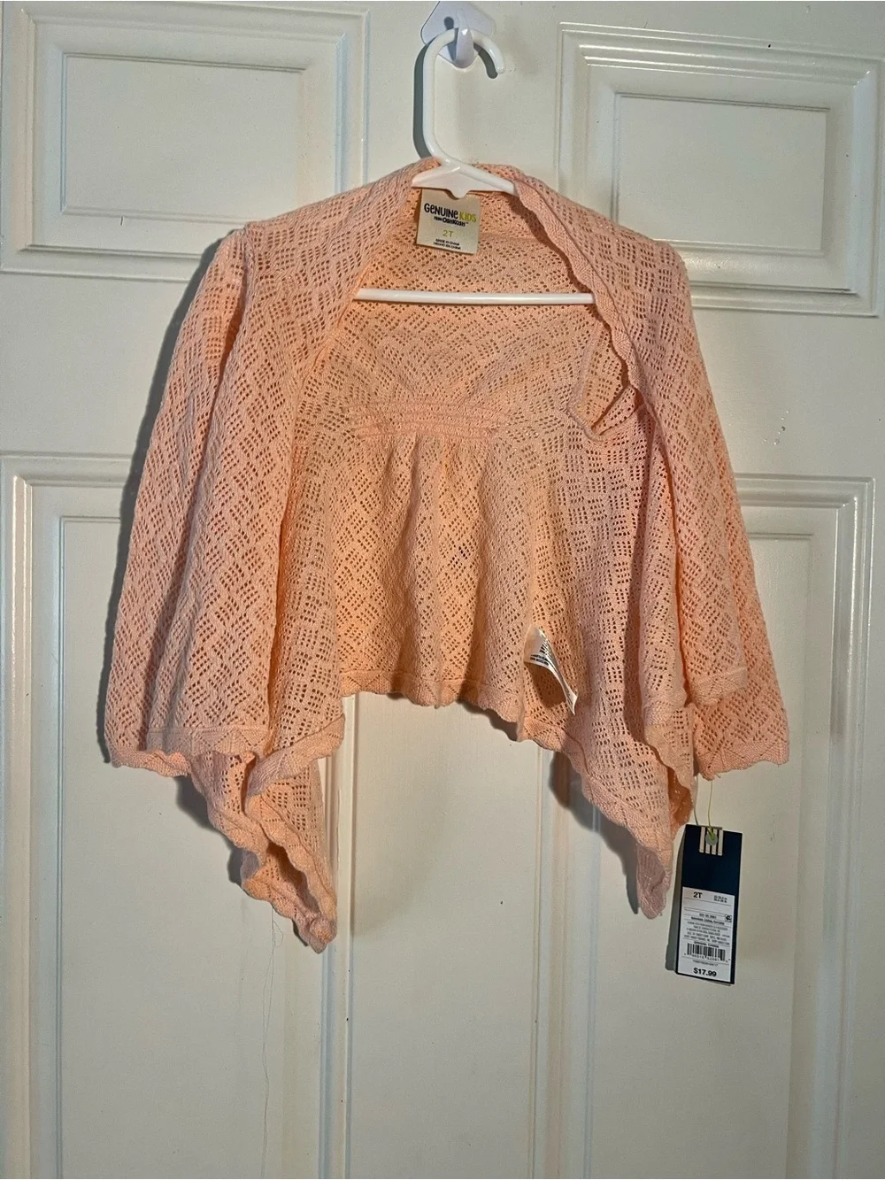 Tilly's Peach Open-Front Crochet Shrug